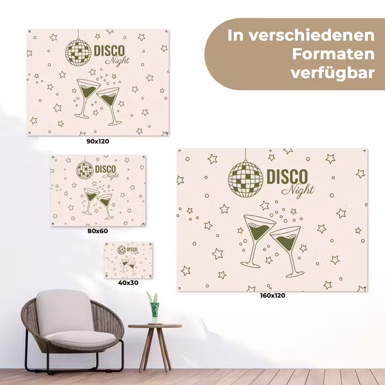 Feest - Disco - Drank - Illustratie - Groen tuinposter los doek klein -Xsfeer9_DE
