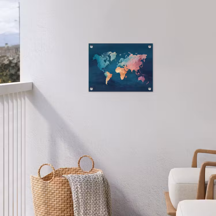 Pastel - Textuur - Wereldkaart tuinposter los doek klein -sfeer8