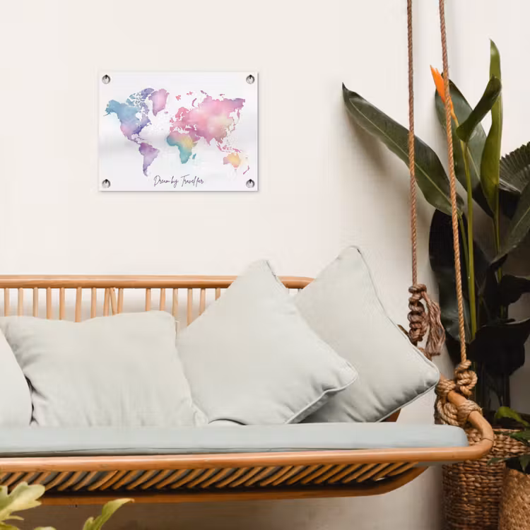 Pastel - Wereldkaart - Quote - Dream tuinposter los doek klein -sfeer7