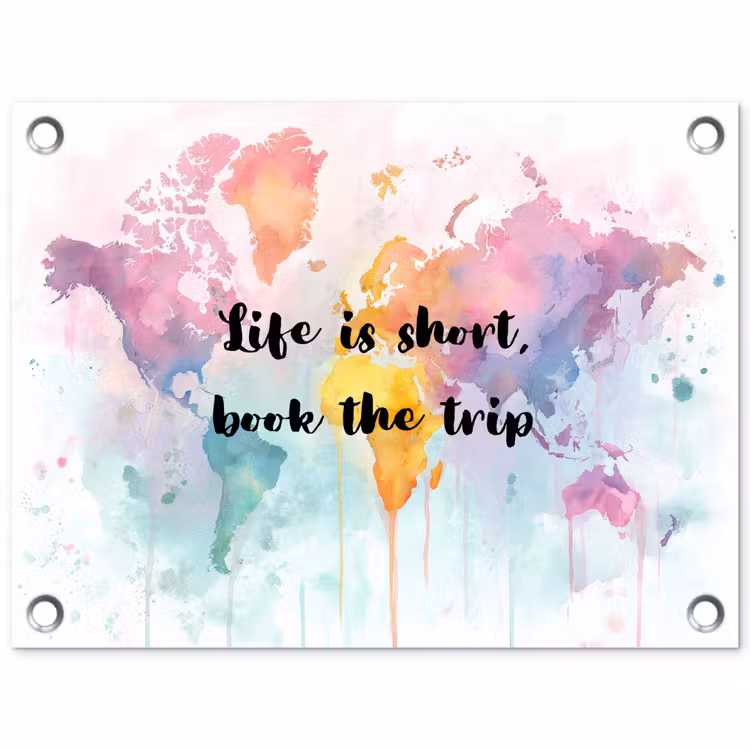 Pastelkleuren - Quote - Sierletters tuinposter los doek klein -3d