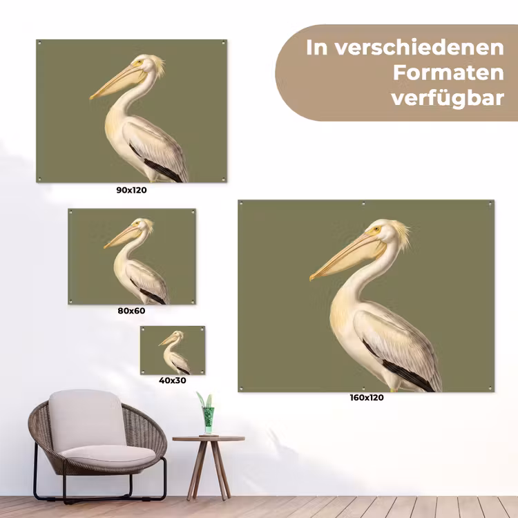 Pelikaan - Wit - Vogel - Klassiek - Natuur tuinposter los doek klein -Xsfeer9_DE