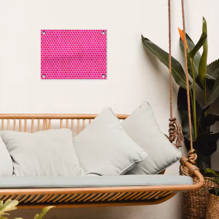 Penny - Mozaïek - Felroze tuinposter los doek klein 239 -sfeer7