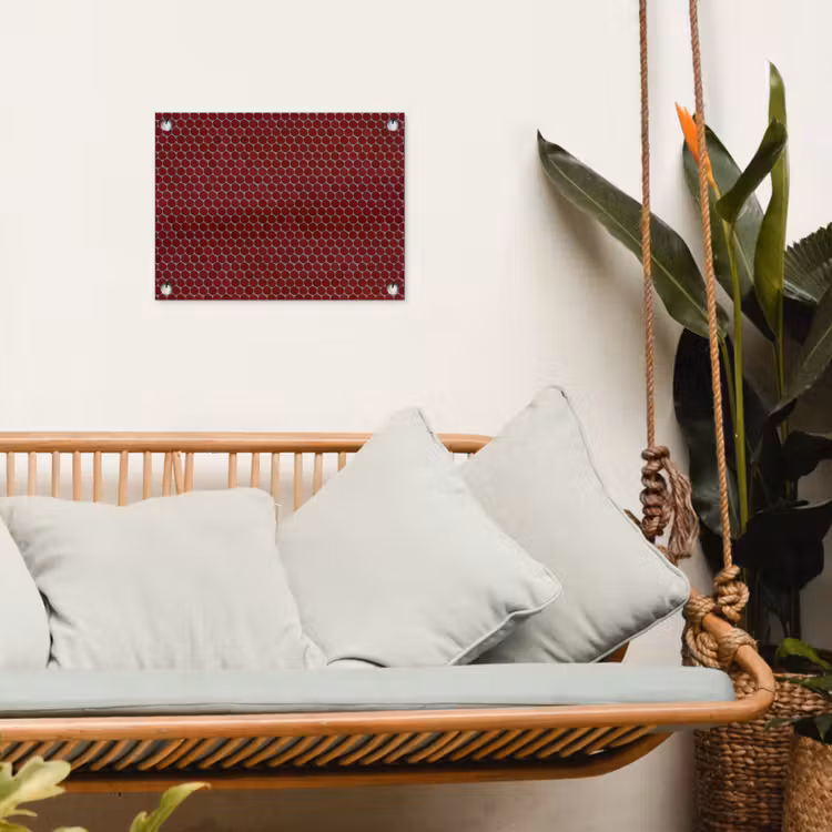 Penny - Mozaïek - Rond - Rood tuinposter los doek klein 239 -sfeer7