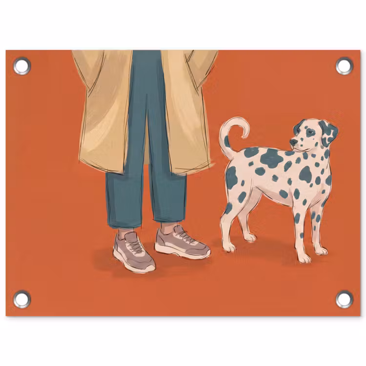 Persoon - Hond - Dieren - Illustratie - Modern tuinposter los doek klein -3d