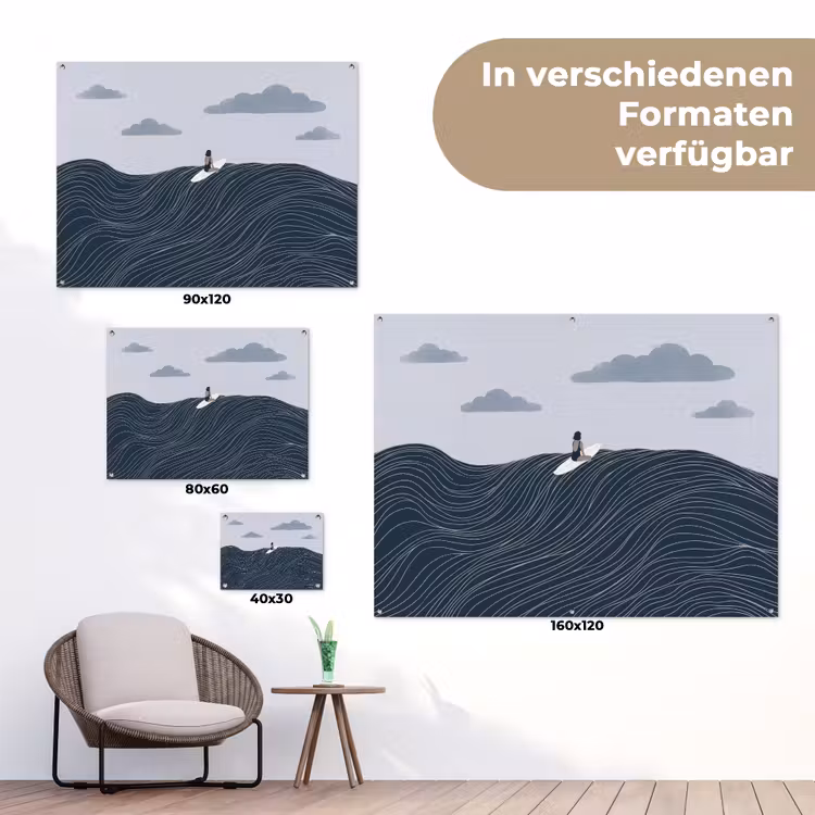 Persoon - Surfen - Oceaan - Natuur - Modern tuinposter los doek klein -Xsfeer9_DE