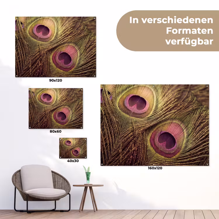 Pauw - Veren - Paars - Groen tuinposter los doek klein -Xsfeer9_DE