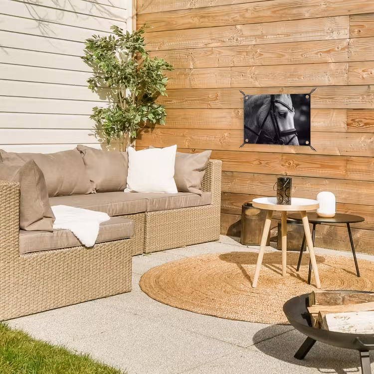 Paard - Schimmel - Portret tuinposter los doek klein -sfeer4