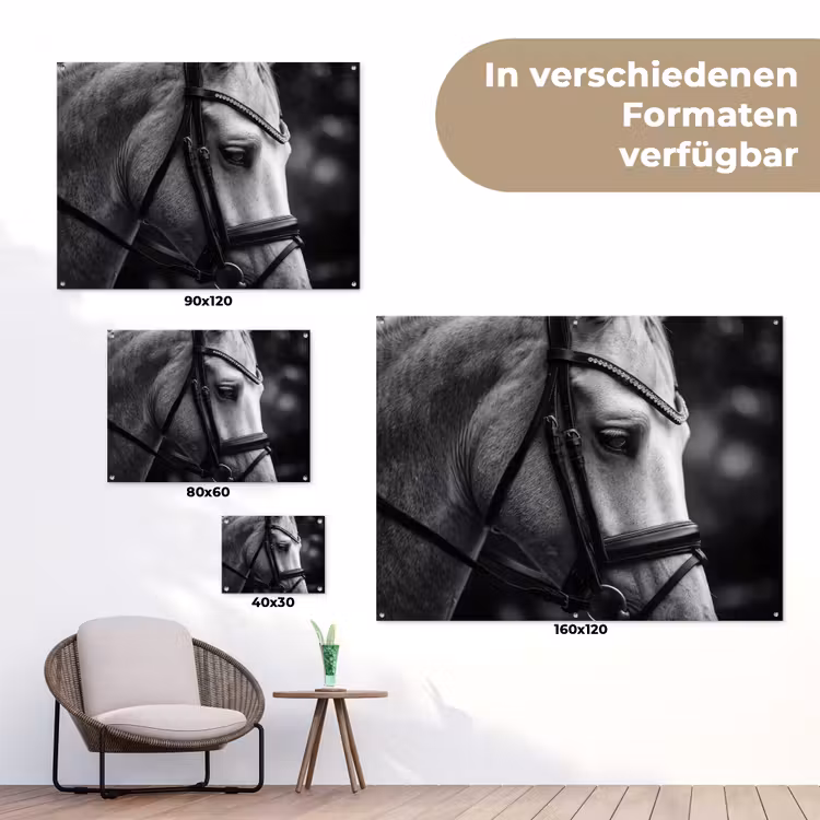 Paard - Schimmel - Portret tuinposter los doek klein -Xsfeer9_DE