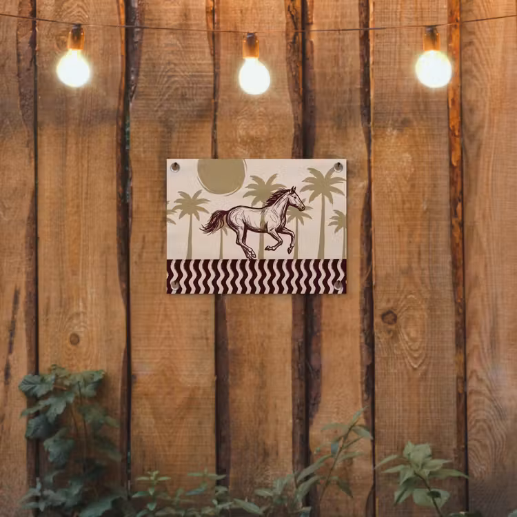 Paard - Galopperend - Woestijn - Illustratie tuinposter los doek klein -sfeer1