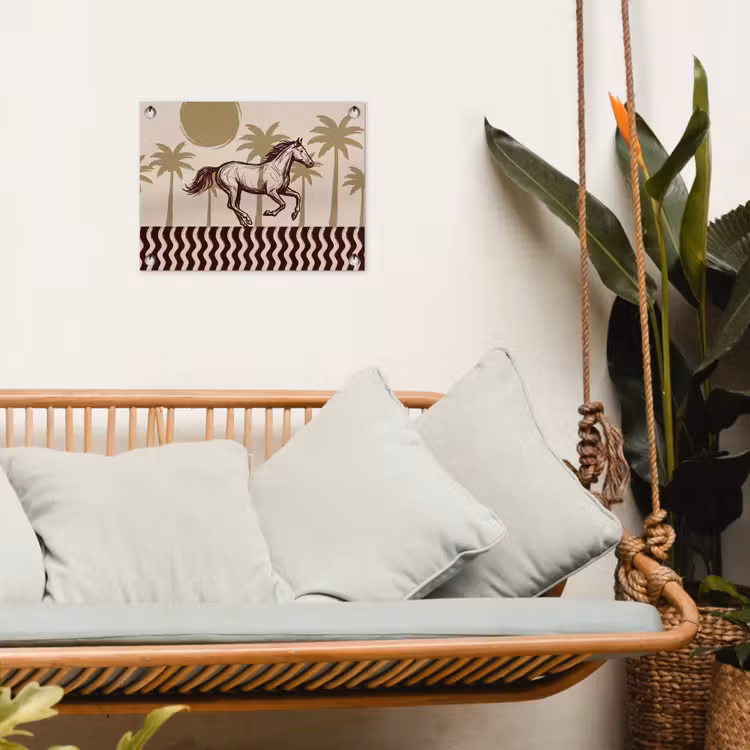 Paard - Galopperend - Woestijn - Illustratie tuinposter los doek klein -sfeer7