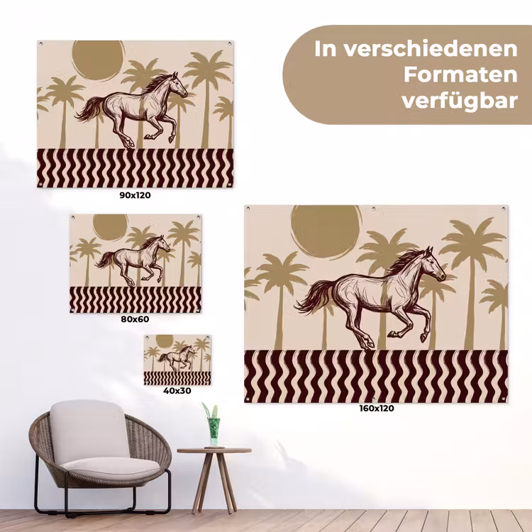Paard - Galopperend - Woestijn - Illustratie tuinposter los doek klein -Xsfeer9_DE