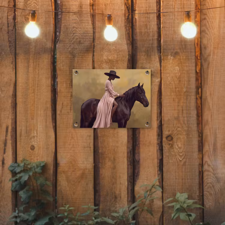 Paard - Klassiek - Oker tuinposter los doek klein -sfeer1