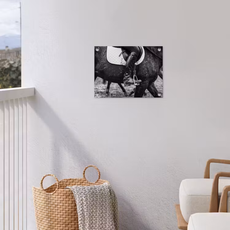 Paard - Sport - Zwart - Wit tuinposter los doek klein -sfeer8