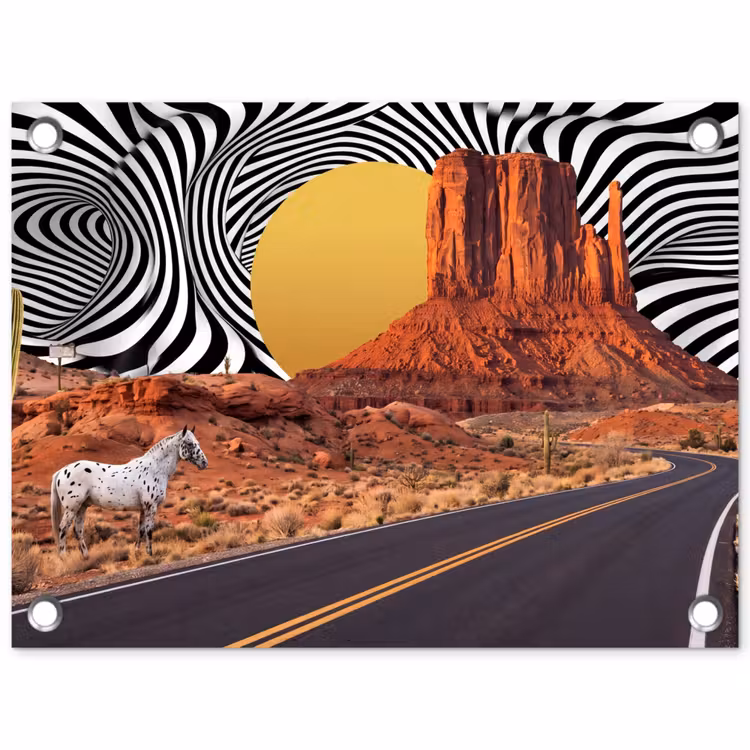Gartenposter - Pferd – Wüste – Natur - Paard - Woestijn - Natuur tuinposter los doek klein