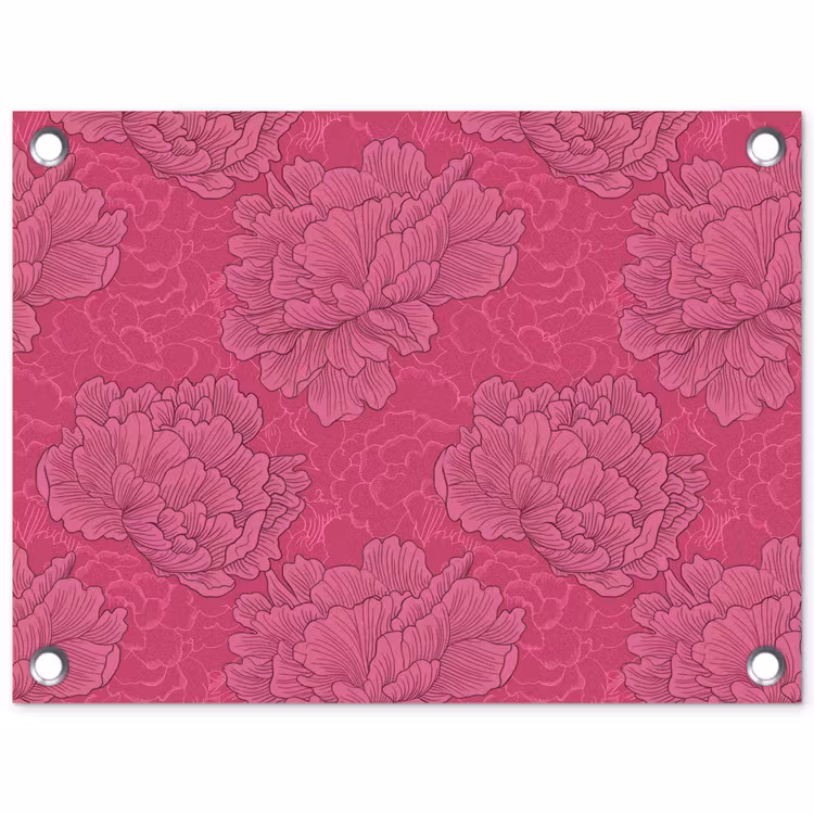 Pioenrozen - Energiek - Roze tuinposter los doek klein 239 -3d
