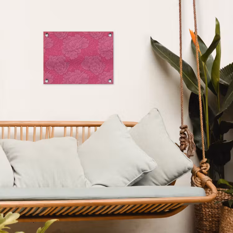 Pioenrozen - Energiek - Roze tuinposter los doek klein 239 -sfeer7