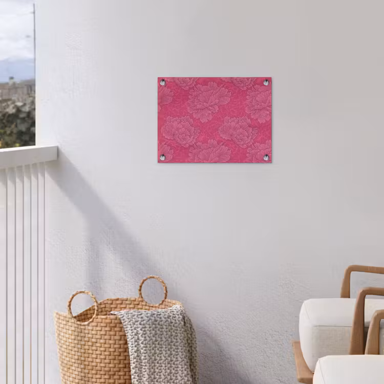 Pioenrozen - Energiek - Roze tuinposter los doek klein 239 -sfeer8