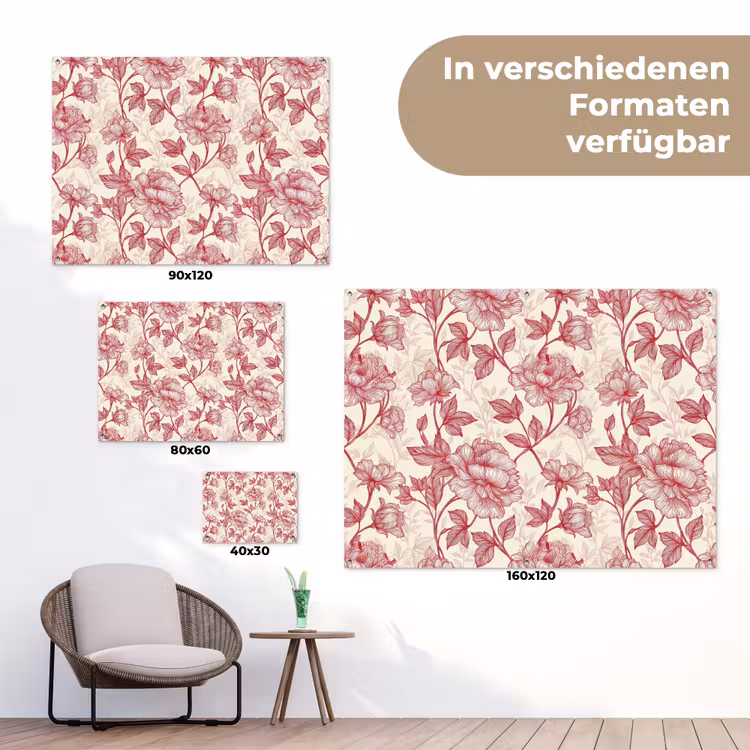 Pioenrozen - Modern - Rood tuinposter los doek klein 239 -Xsfeer9_DE