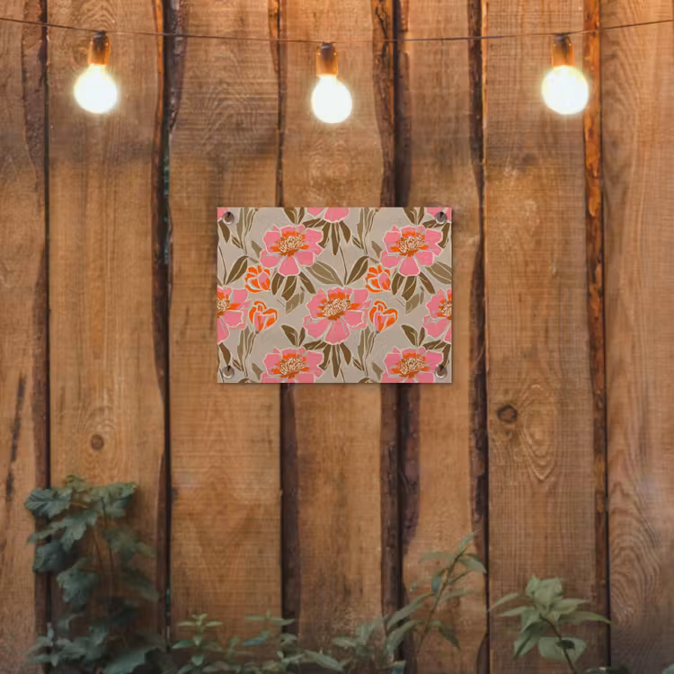 Pioenrozen - Patroon - Roze tuinposter los doek klein 239 -sfeer1