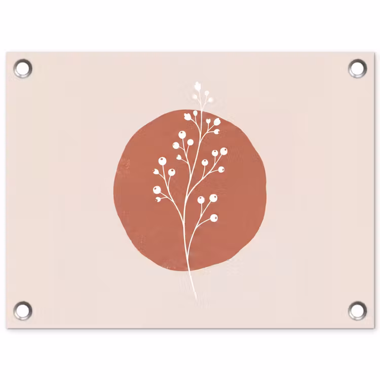 Plant - Tak - Abstract - Modern - Wit tuinposter los doek klein -3d