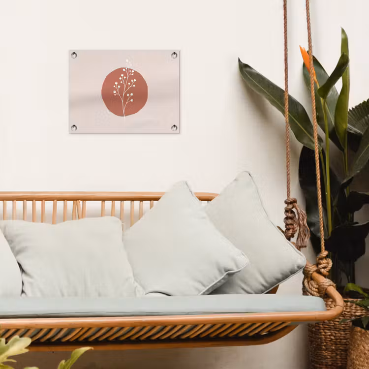 Plant - Tak - Abstract - Modern - Wit tuinposter los doek klein -sfeer7