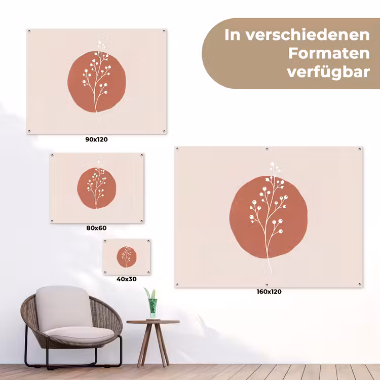 Plant - Tak - Abstract - Modern - Wit tuinposter los doek klein -Xsfeer9_DE