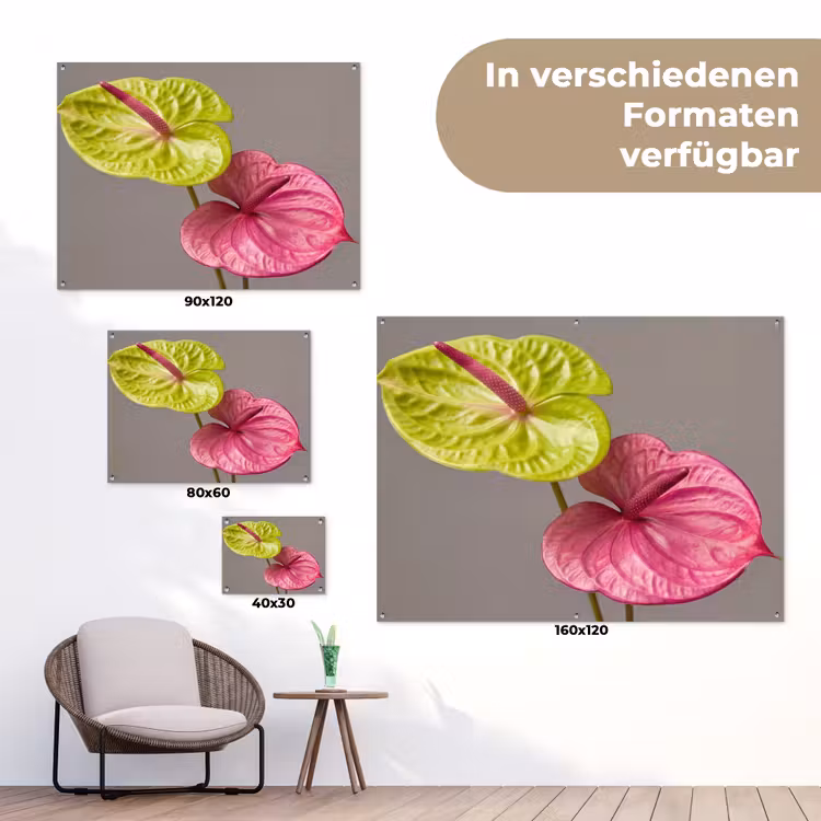 Planten - Anthurium - Groen - Roze tuinposter los doek klein -Xsfeer9_DE