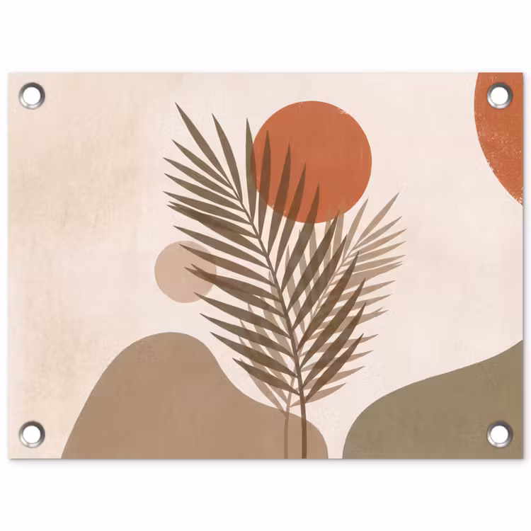 Planten - Bladeren - Abstract - Modern - Beige tuinposter los doek klein -3d