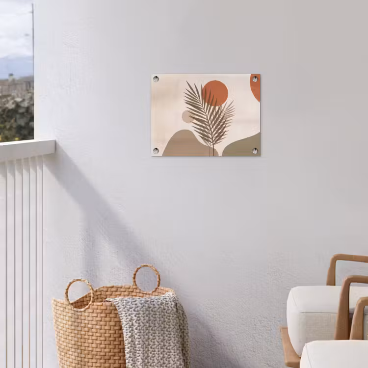 Planten - Bladeren - Abstract - Modern - Beige tuinposter los doek klein -sfeer8