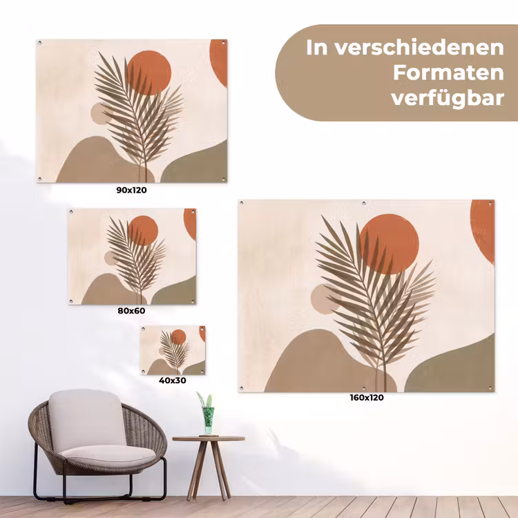Planten - Bladeren - Abstract - Modern - Beige tuinposter los doek klein -Xsfeer9_DE
