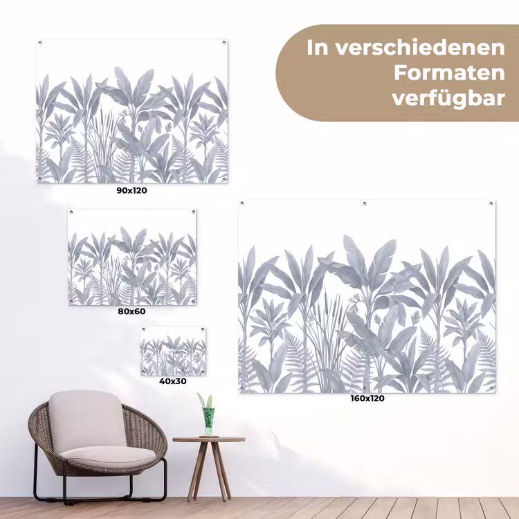 Planten - Bladeren - Natuur - Grijs tuinposter los doek klein -Xsfeer9_DE