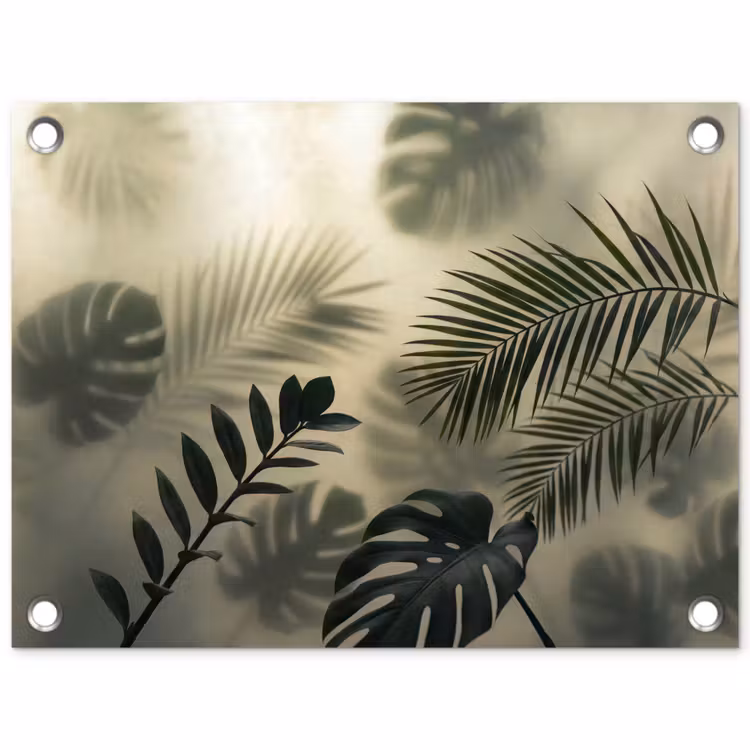 Planten - Bladeren - Schaduwen - Groen - Modern tuinposter los doek klein -3d