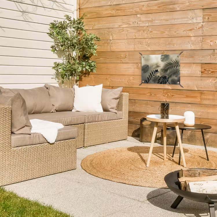 Planten - Bladeren - Schaduwen - Groen - Modern tuinposter los doek klein -sfeer4