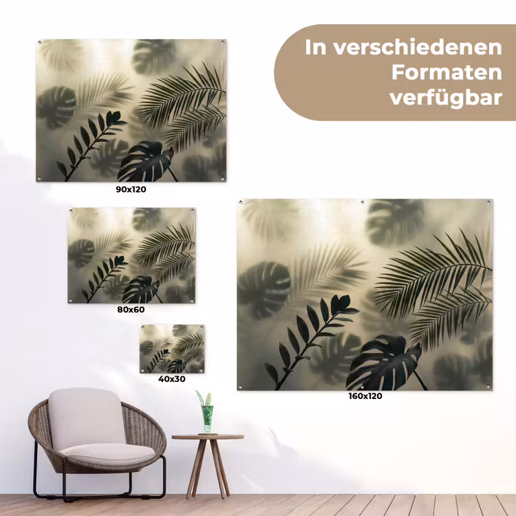 Planten - Bladeren - Schaduwen - Groen - Modern tuinposter los doek klein -Xsfeer9_DE