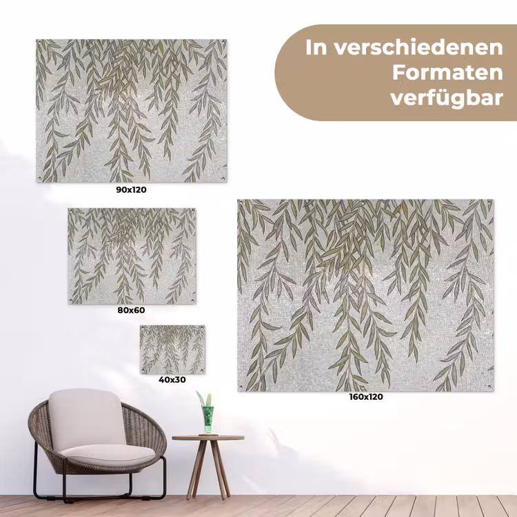 Planten - Mozaïek - Patroon - Groen - Blauw tuinposter los doek klein -Xsfeer9_DE