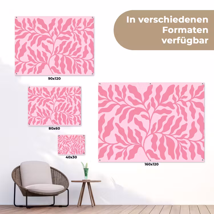Planten - Organisch - Abstract - Modern - Roze tuinposter los doek klein -Xsfeer9_DE