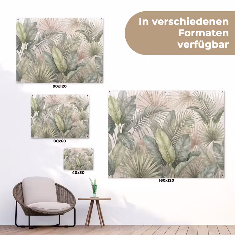 Planten - Tropisch - Bladeren - Groen - Natuur tuinposter los doek klein -Xsfeer9_DE