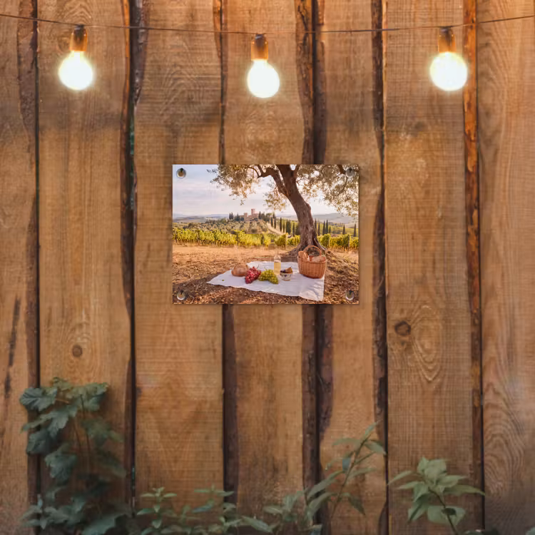 Picknick - Wijngaard - Landschap - Zomer - Eten tuinposter los doek klein -sfeer1