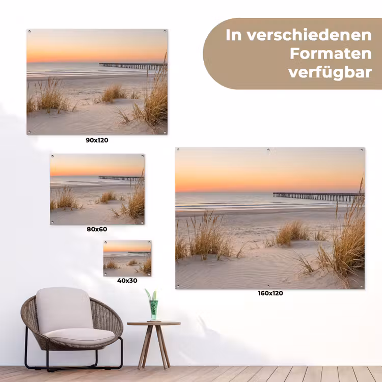 Pier - Zonsondergang - Strand tuinposter los doek klein -Xsfeer9_DE