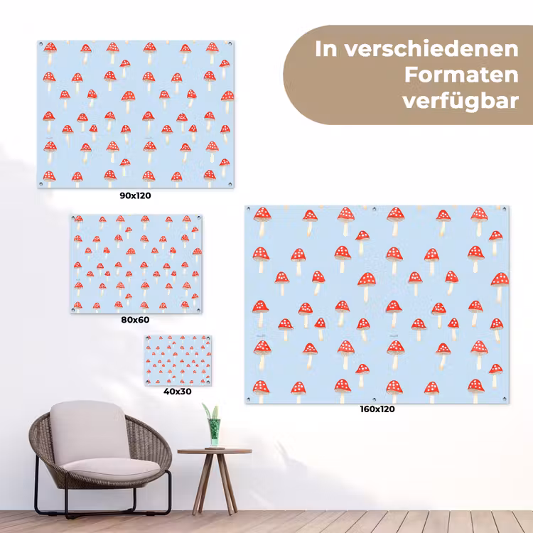 Paddenstoel -Sprookje - Blauw tuinposter los doek klein 239 -Xsfeer9_DE