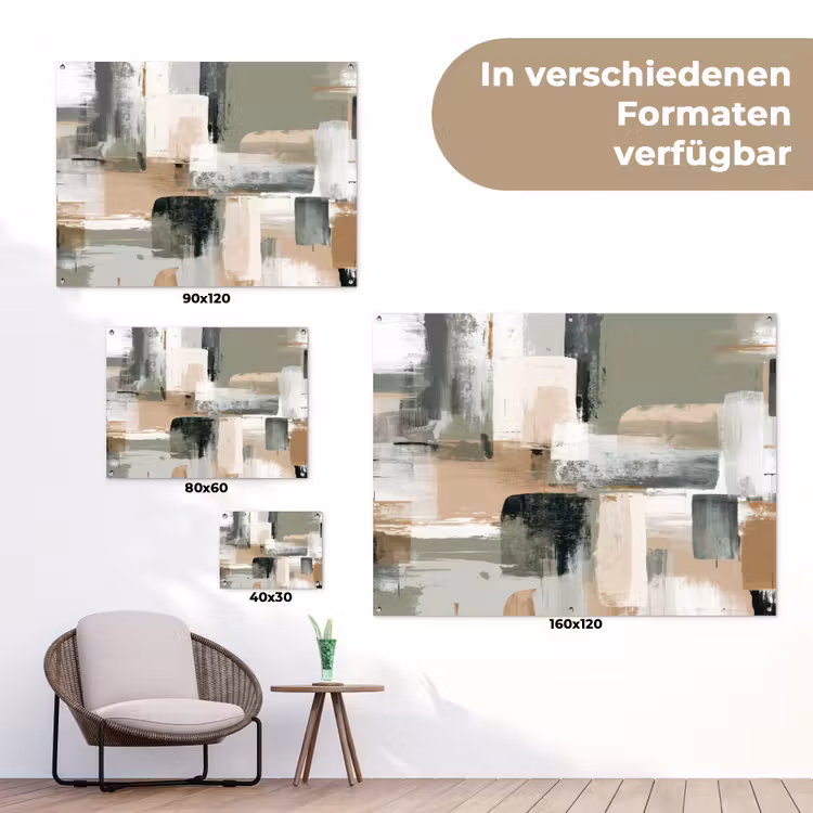 Penseelstreken - Abstract - Aardetinten tuinposter los doek klein -Xsfeer9_DE