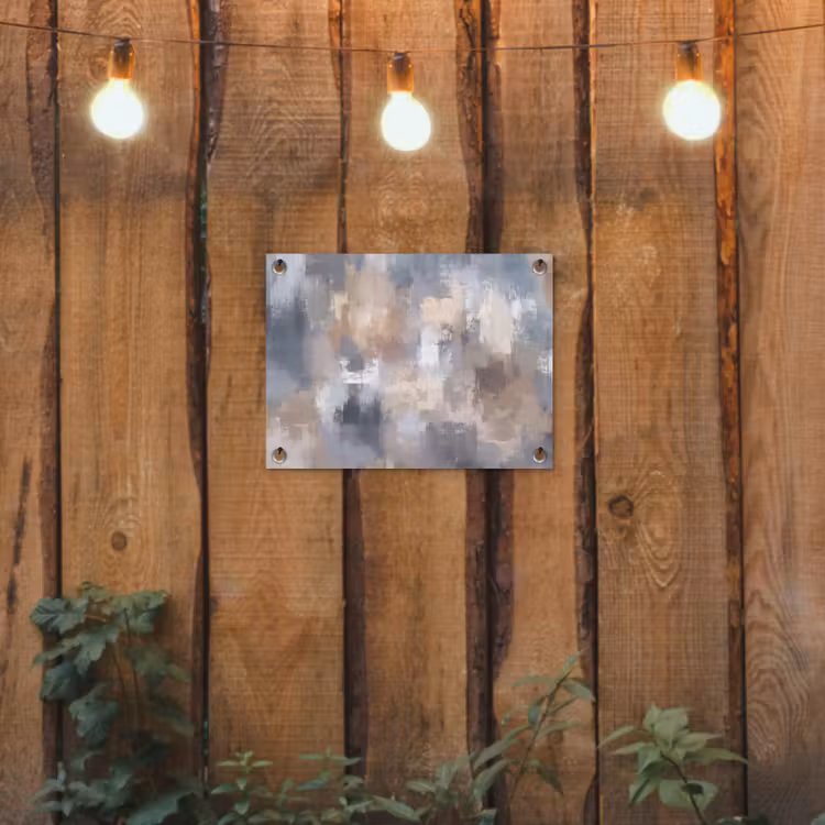 Penseelstreken - Schilderij - Beige tuinposter los doek klein -sfeer1