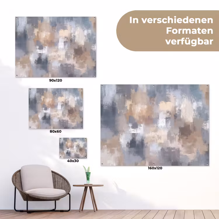 Penseelstreken - Schilderij - Beige tuinposter los doek klein -Xsfeer9_DE