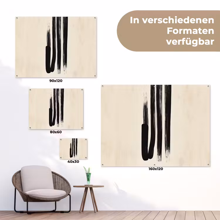 Penseelstreken - Verticaal - Zwart tuinposter los doek klein -Xsfeer9_DE