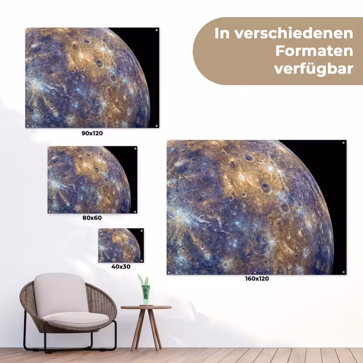 Gartenposter - Planet – Krater – Weltraum - Planeet - Kraters - Ruimte tuinposter los doek klein