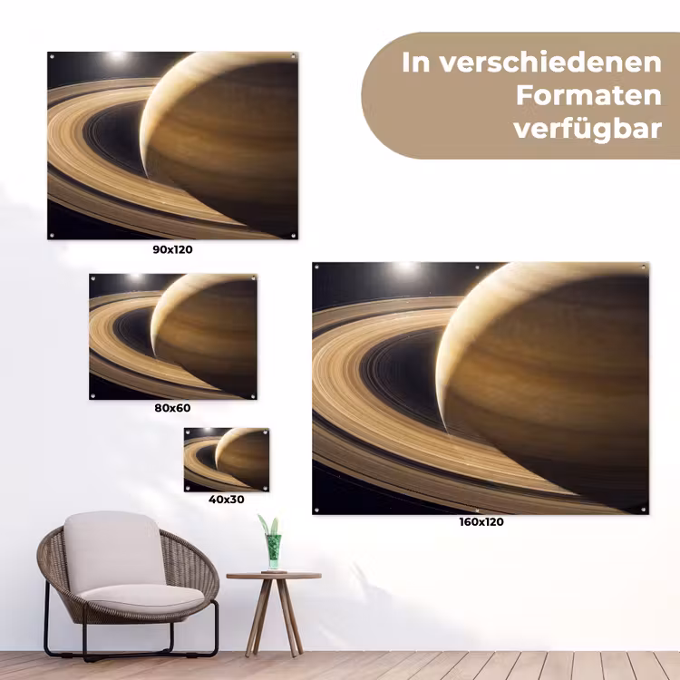 Gartenposter - Planet – Ringe – Weltraum - Planeet - Ringen - Ruimte tuinposter los doek klein