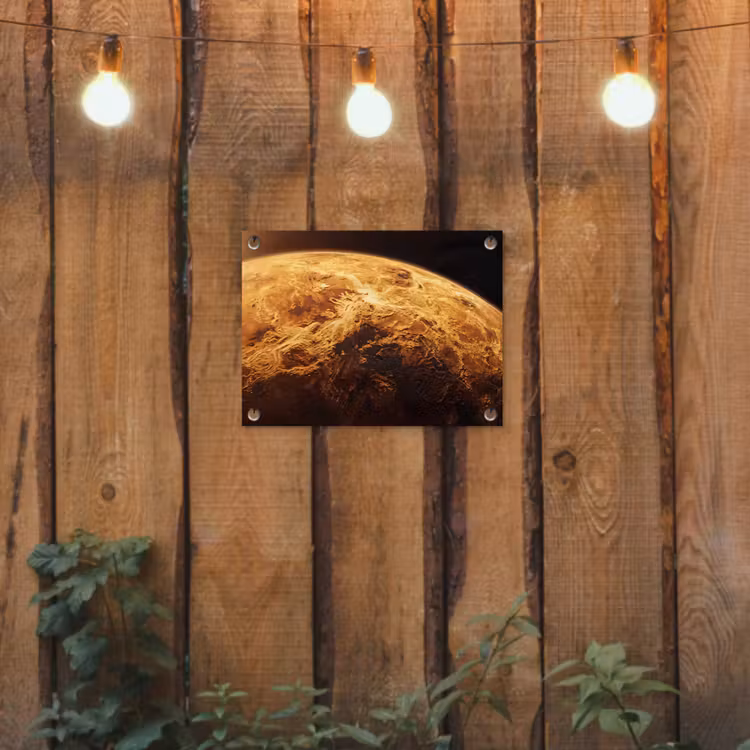 Gartenposter - Planet – Weltraum – Orange - Planeet - Ruimte - Oranje tuinposter los doek klein