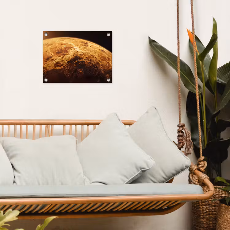 Gartenposter - Planet – Weltraum – Orange - Planeet - Ruimte - Oranje tuinposter los doek klein