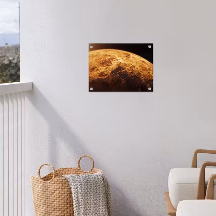 Gartenposter - Planet – Weltraum – Orange - Planeet - Ruimte - Oranje tuinposter los doek klein
