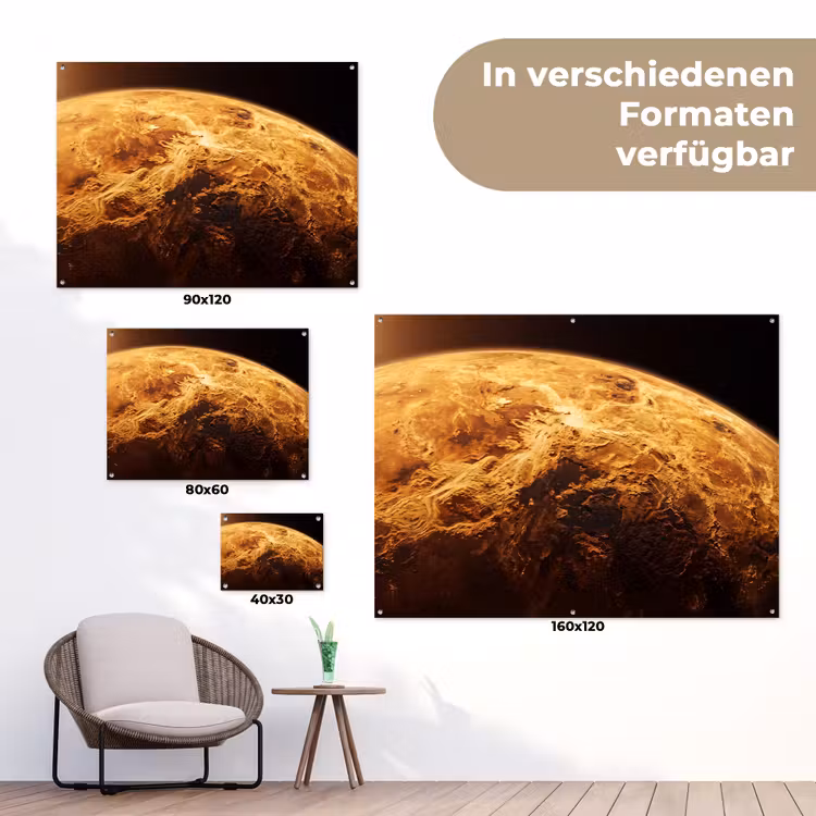 Gartenposter - Planet – Weltraum – Orange - Planeet - Ruimte - Oranje tuinposter los doek klein